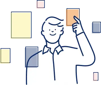 プランを選んでいる男性のイラスト
