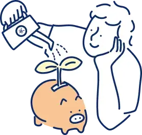 節約している男性のイラスト